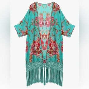 Chiffon cover up with tassels